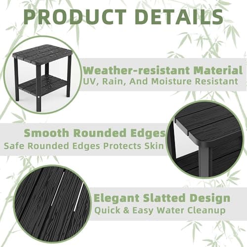 Outdoor Side Table, 2-Tier Small Table, Weather Resistant Outdoor End Tables, Patio Furniture for Garden, Porch, Pool, Lawn, Backyard or Indoor Bedroom view 6