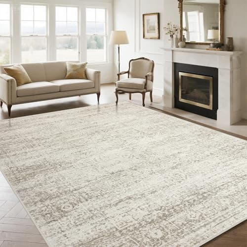 Srugn Washable Rugs 9x12 Area Rugs for Living Room,Rugs for Bedroom, Large Carpets,Ultra Soft Faux Wool Retro Dining Room Rug,Non Slip&Non-Shedding Low Pile Vintage Print Rug Indoor for Home Office view 1
