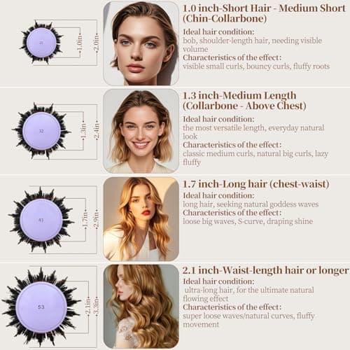 UREELIN Round Brush for Blow Out - 2.1 Inch Large Nano Thermal Ceramic & Ionic with Boar Bristles - Salon Blow Drying Hair Brush for Drying,Volumizing, Curling, Shine & Smooth Styling view 2