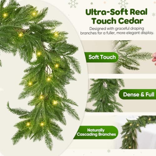 6FT Cedar Garland with Lights view 2