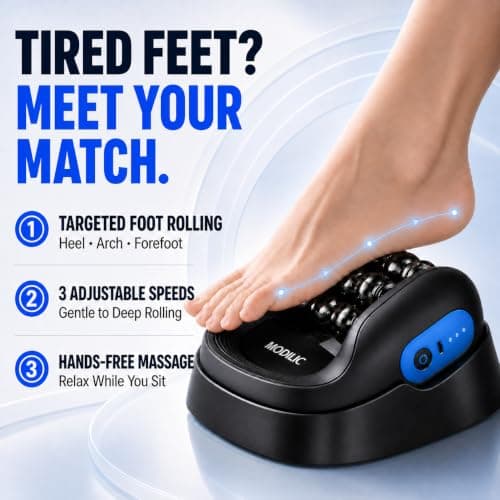 Electric Foot & Body Massager Roller, 2-in-1 Rechargeable Deep Tissue Massage Tool with Auto Massage Base, Handheld Muscle Recovery Roller for Plantar Fasciitis, Foot Pain, Legs, Arms and Neck view 3