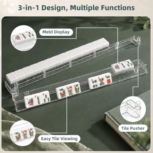 Mahjong Racks with Pushers Set of 4, Non-Slip 17.5" Mahjong Pushers, Glitter view 6