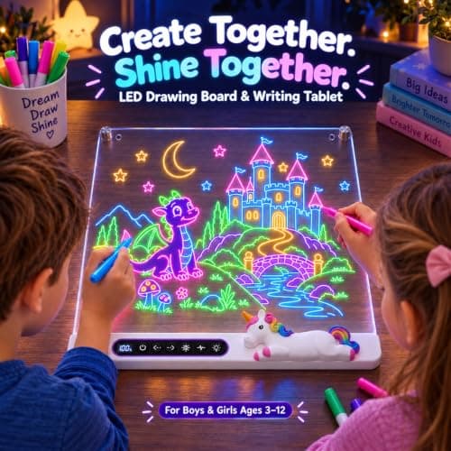 LED Drawing Board for Kids, 16" Rechargeable Neon Light Up Drawing Tablet, Glow Doodle LED Note Board Art Set with 22 Lighting Effects, Easter Christmas Birthday Gifts for Ages 3-12 view 2