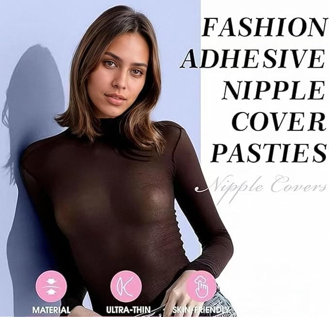 MSGBLAI Nipple Cover 2 Pairs-Sticky Adhesive Silicone Nipple Pasties Reusable Pasties for Woman with Travel Box Creme view 4