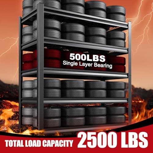 71"Hx35"Wx16"D Wire Garage Shelving-2500LBS 5 Tier Storage Shelves,Adjustable Heavy Duty Metal Shelving Unit and Storage Large Rack,Utility Steel Shelf For Shop Warehouse Industrial Pantry Basement view 6