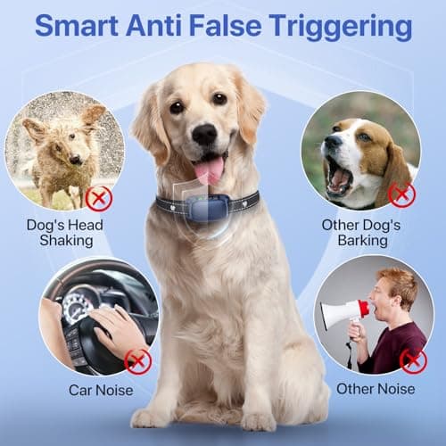 PUMJAG Dog Bark Collar, Automatic Bark Collar with 8 Sensitivity Levels for Large Medium Dogs, Rechargeable Anti Barking Collars with Beep Vibration Modes, Smart Waterproof No Barking Collar-K06 view 5