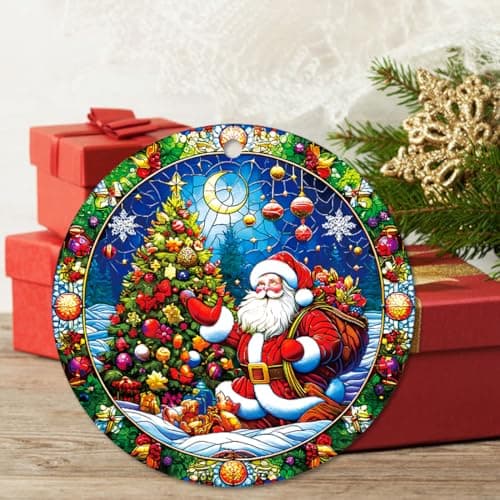 Santa Ornaments, Santa Claus Ornaments for Christmas Tree, Vintage Santas Acrylic Ornament, Unique Classic Christmas Ornament for Gift Exchange view 4