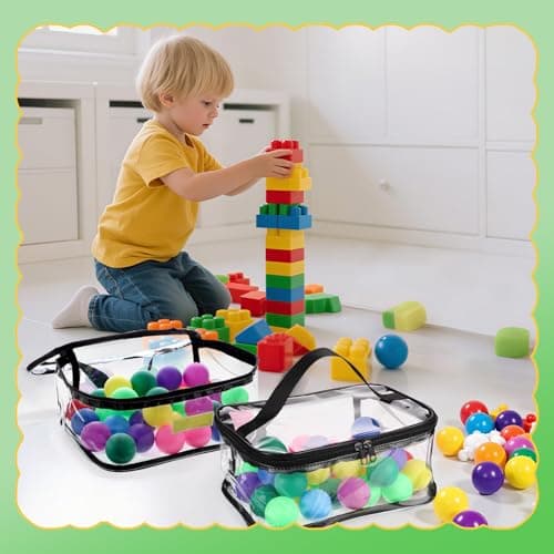 6 Packs Clear Toy Storage Bags, PVC Waterproof Toy Organizer with Zip Reusable Bags for Building Blocks, Board Game, Puzzles view 2