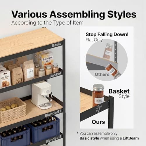 HOMEDANT House 48.1" W 5 Tier Heavy Duty Garage Shelving Adjustable Metal Rack Storage Shelves Standing Shelf Unit Organizers Industrial Warehouse Basement Black 1Pack view 6