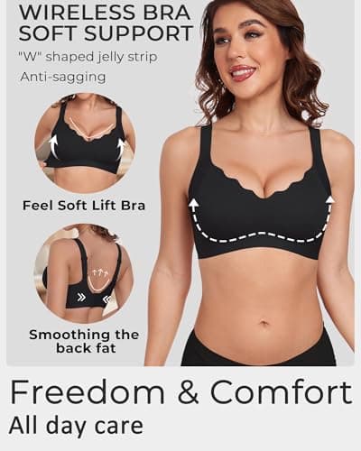 Gailife Scalloped Lift Bras Women Soft Jelly Push Up Wireless Bra Supportive V Neck No Underwire Seamless Tshirt Bralettes view 2