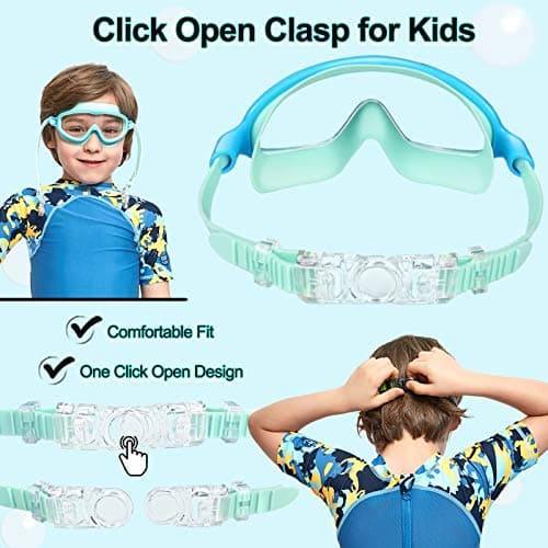 Seago Swim Goggles for Kids 3-14 Anti-Fog & UV Wide Clear View Boys Girls view 4