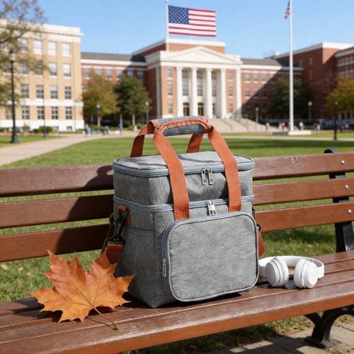 BentoBloom Insulated Lunch Bag for Men Women, Large Reusable Lunch Box with Adjustable Shoulder Strap, Leakproof Freezer-Safe Tote Bag for Work, Picnic, Office, 600D Waterproof Fabric view 6