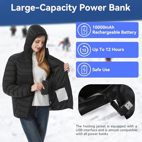 CHANGEOWN Heated Jackets for Women & Men with Battery, 15 Heating Zones, Dual Control Heating Coat for Winter Outdoor view 5