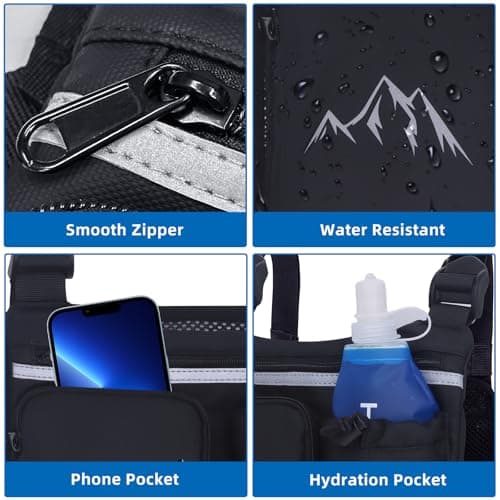 KINGSLONG Chest Pack Running Vest with Hydration Bottle, Reflective Gear Sport Chest Bag for Men Women view 5