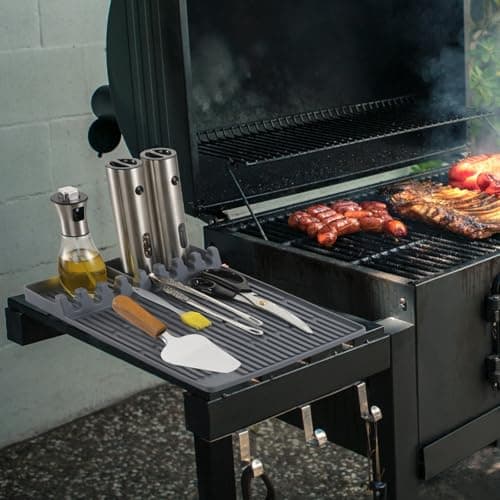 Silicone Grill Mat for Blackstone Silicone Griddle Tools Mat with Drip Pad Grill Pad for Outdoor Grill Kitchen Countertop (Gray) view 2