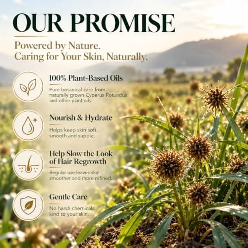 HASCURI Cyperus Rotundus Hair Reduction Oil, 100% Plant Oil Formula, Helps Slow Hair Regrowth, Moisturizes & Softens Skin, Post Hair Removal Body Oil, 2 Fl Oz / 60 mL view 4