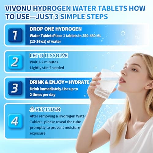 VivoNu Hydrogen Water Tablets with Electrolytes & Magnesium Complex, Vitamin C & D | 2 Flavors Pack (Orange & Raspberry) | Zero Sugar Electrolyte Powder Alternative for Rapid Hydration & Recovery view 7