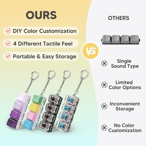 Keyboard Fidget Keychain, DIY RGB Lights Removable Keycaps, Stress Relief for Office Workers, Portable & Ideal Stress-Relief Gift view 6