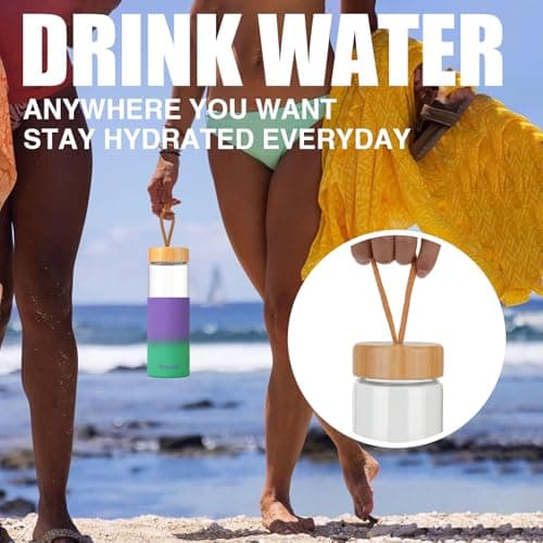 Tronco 24 oz Glass Water Bottles with Lids, Reusable Borosilicate Glass Bottles with Bamboo Lid & Non-Slip Silicone Sleeve for Coffee, Iced Tea, Water, Leak-Proof, BPA-Free – Ideal for Office & Home view 6