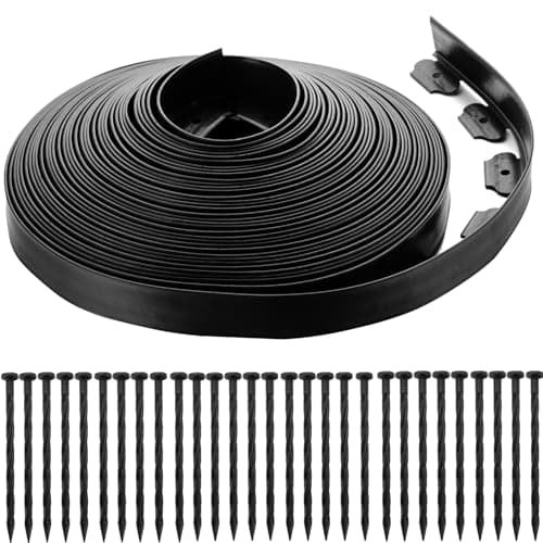 JDXN No Dig Landscape 2 Inch Tall Edging Garden Edging Landscape Edging Comes with Spikes for Landscaping, Flower Gardens, Lawn (Black, 20FT) view 1