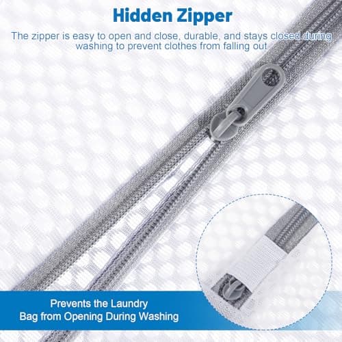 Dntorx 3 PCS Durable Honeycomb Mesh Laundry Bags for Delicates with Zipper, Reusable Laundry Bag Mesh Wash Bags for Washing Machine for Clothes, Shoes, Socks, Underwear, Bra (M + L + XL, White) view 4