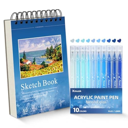 Acrylic Gel Pens for Coloring, 10 Blue Gel Pens with A5 Sketchbook — image 1