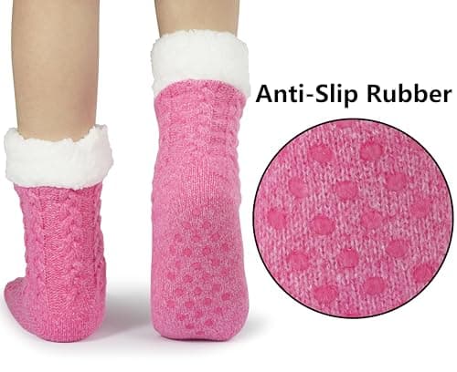 BenSorts Women Winter Thick Slipper Socks with Grippers Non Slip Warm Fuzzy Socks Christmas Gifts view 4