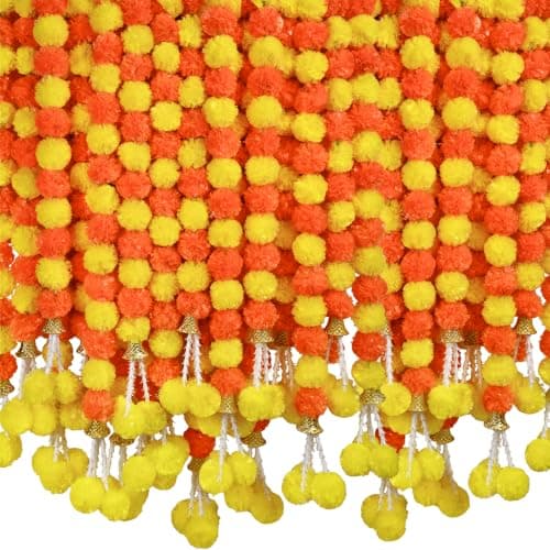 10pcs Marigold Garland, 5 Feet Artificial Marigold Flowers for Diwali Decor — image 1