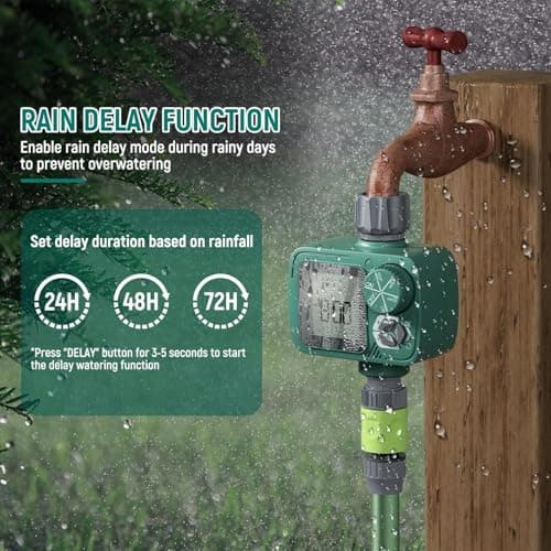 Sprinkler Timer: Programmable Hose Timer with Rain Delay/Manual/Automatic Watering System, Water Timers for Garden Hose, Digital Drip Irrigation for Yard Lawn Outdoor (1 Outlet) view 5