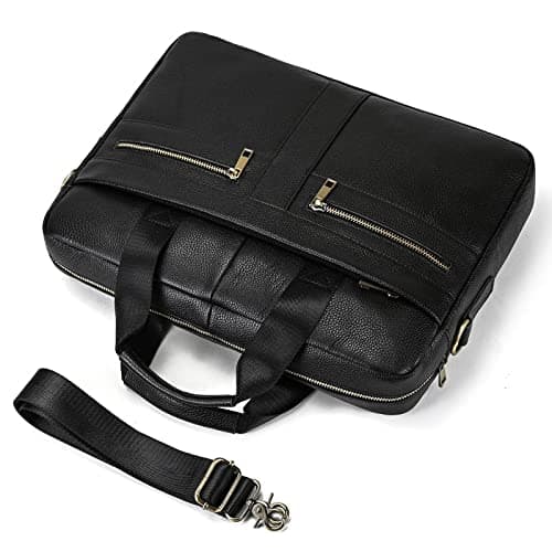 LUUFAN 15.6inch Leather Briefcases Laptop Messenger Bags Business Satchel Office Travel Computer Handbag for Men view 4