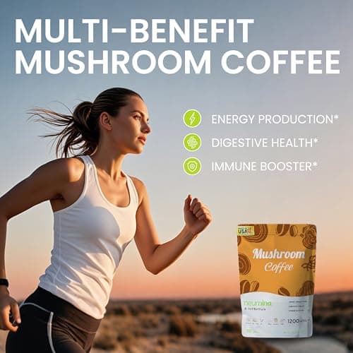 Neumina 6-in-1 Mushroom Coffee, Energy Coffee with 6 Adaptogenic Mushrooms (Cordyceps, Lion's Mane, Reishi, Chaga, Shiitake, Turkey Tail Total 1200mg), Almost30 Servings, 180g view 5