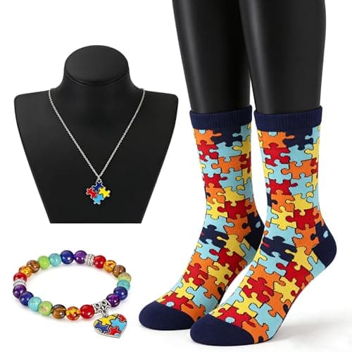 ZVUZVO Autism Awareness Socks Puzzle Pieces Set - Autism Awareness Gifts view 2