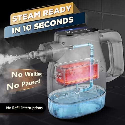 Handheld Steam Cleaner for Home, 1350W, 3s Heat-Up, 350 mL | Portable steam cleaner with 2 levels, a 9.84 ft cord, and 10 tools for kitchens, bathrooms, windows, fabrics, and crevices view 5