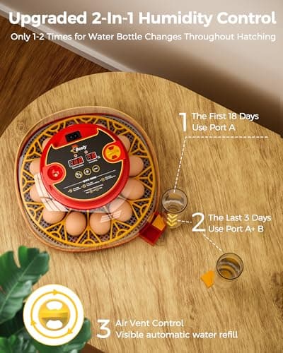 Incubator for Hatching Eggs,Automatic Turning,Temperature and Humidity Control Display,360° Viewing for Chicken, Duck, Quail Eggs, Ideal for Farm, Classroom, Home Use,2025 Upgraded 12 Egg Incubators view 5