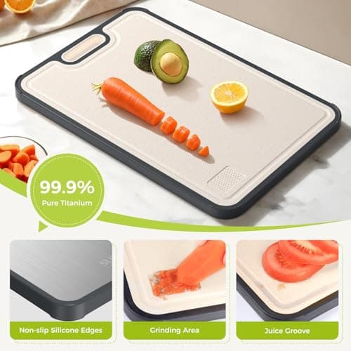 Titanium Cutting Board, Double Sided Food Grade Pure Titanium/PP, Cutting Board for Kitchen, Easy to Clean Large Size [18”*12.5”+15.5”*10.5”+12”*8.5”] view 6