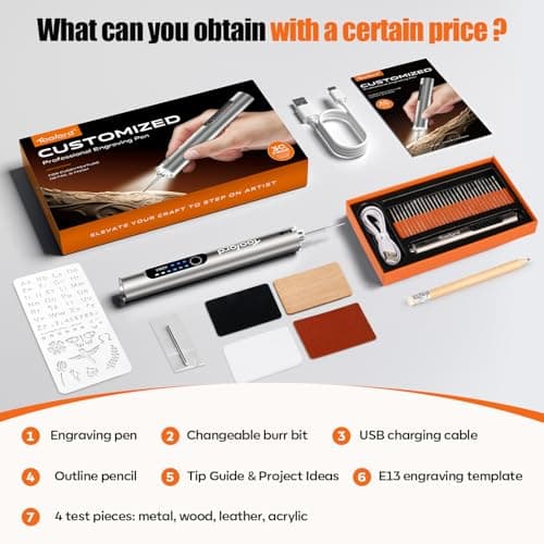 Engraving Pen with LED Light,HollowCup Motor,Cordless USB Rechargeable Rotary Tool for Metal,Wood,Glass and Plastic,DIY Engraving Kit with 30 Bits,Silver view 6