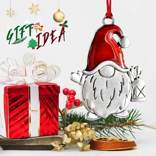 Gnome Christmas Ornaments, Small Gnomes Ornaments for Xmas Tree, Handmade Metal Silver Holiday Ornament, Unique Cute Gnomes Christmas Decorations, Gnome Gifts view 4