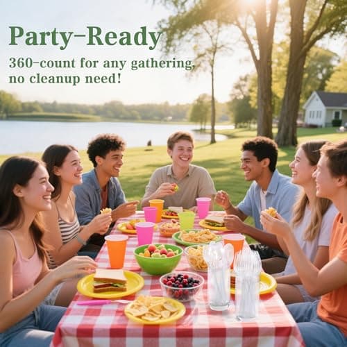 Funnydin 360 Count Plastic Spoons - 6.96 Inch Disposable Spoons, Heavy Duty Plastic Spoons, BPA-Free, Heat Resistant Disposable Silverware, Suitable for Party, Picnic, Events and Everyday Use view 7