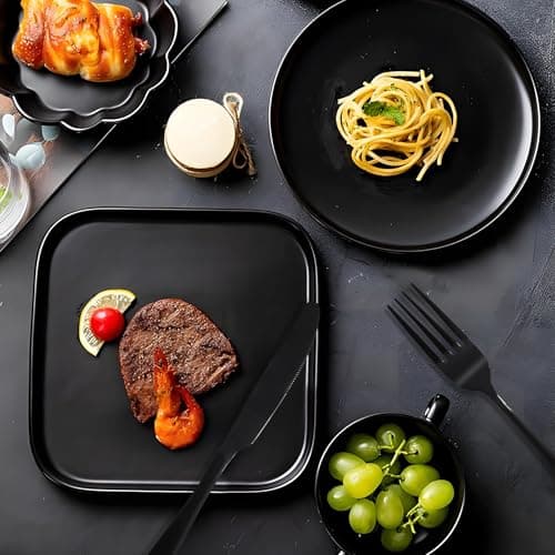 Black Silverware Set, Stainless Steel Flatware Set Service for 6, Kitchen Cutlery Gift Set Utensils Knife Fork Spoon Dinnerware Tableware Kit for for Home, Wedding, Restaurant (Black) view 7