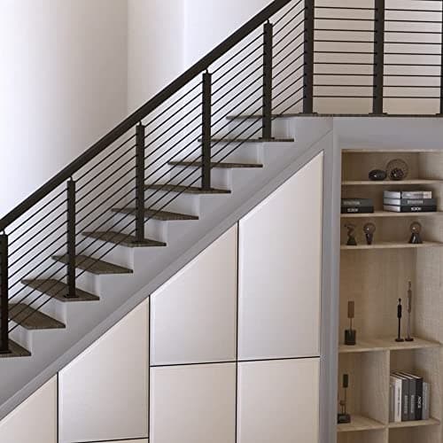 LANGLIER 2 PCS Cable Railing Post 36"x2"x2"（Square Column 33"） Stainless Steel Black Finish, for Stairs and Deck handrails，can be Installed on Wood or Concrete Floor. (Middle Post, Black) view 5
