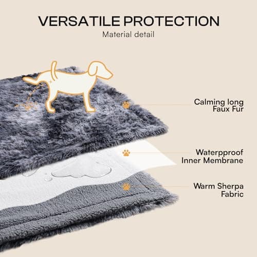 Luciphia Calming Waterproof Dog Blanket, Reversible Faux Fur Pet Blanket | Reversible waterproof blanket faux fur machine washable couch cover bed protector, Tie-dye Grey, 50" x 60" view 2