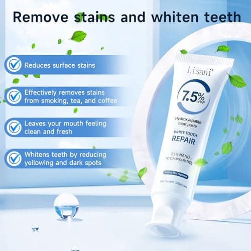Set 2-Pack Hydroxyapatite Toothpaste for Teeth Remineralization, Enamel Repair, Sensitivity Relief & Whitening Fluoride-Free, Deep Cleaning Care, Fresh Breath view 4