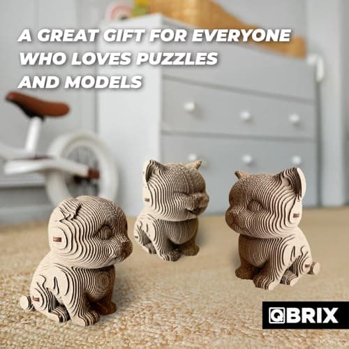 QBRIX 3 Cats 3D Puzzles for Adults, 3D Model Kit for Teens, DIY Crafts for Home Decor, Original Gift for Boys&Girls 14+, Cardboard Model Building Kit view 6