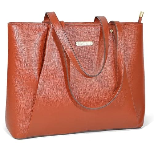 Blofinche Genuine Leather Tote Bag for Women,15.6 Inch Laptop Bag, Large Work Purse for Office Travel Commuter — image 1