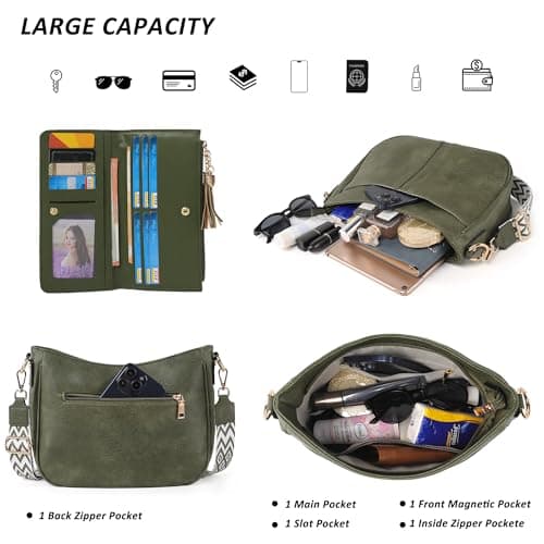 TANTOMI Crossbody Bags for Women Crossbody Purses and Wallet Vegan Leather Women's Shoulder Handbag for Everyday 2 PCS Set view 5