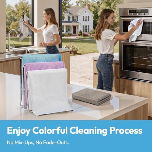 Tekswip Microfiber Glass Cleaning Cloth 6 Pack - 15.5x15.5 Inch Lint Free Streak Free Polishing Cloth for Windows and Mirrors, Fish Scale Nano Cleaning Cloth for Car Window Detailing view 5