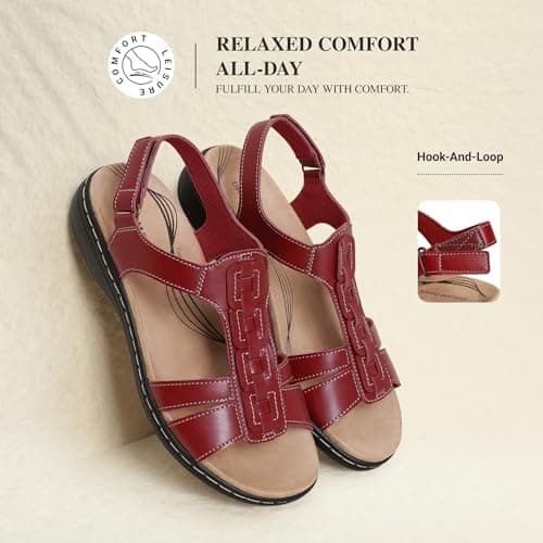 DREAM PAIRS Women's Arch Support Sandals Comfortable Thong T-strap Orthotic Casual Beach Walking Summer Flat Sandals view 5