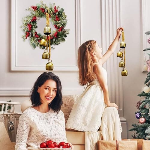 YXOTJHS Christmas Bells for Decoration, Gold Vintage Bells, Brass Christmas Bells for Door Garland Christmas Tree - Christmas Bell Gifts for Women view 2