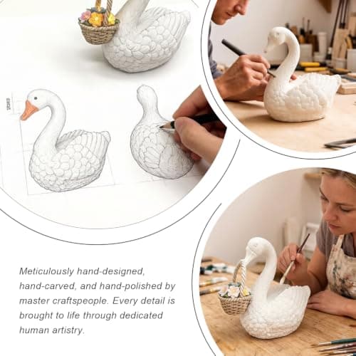 8 Inch Porch Silly Baby  Goose  Resin Statue Outdoor - Solar view 6