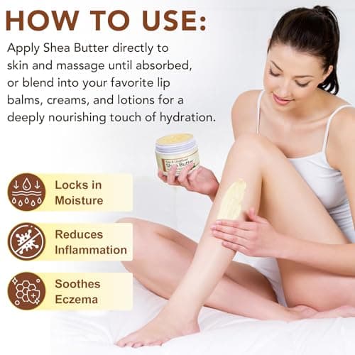 QJCWXIAOX 2Pack Raw & Unrefined Shea Butter for Body, Face & Hair, Pure Shea Butter with vitamins A, E & F, Long-Lasting Hydration for Dry Skin, Hair Care, DIY Lip Balm, Natural Moisturizer view 6